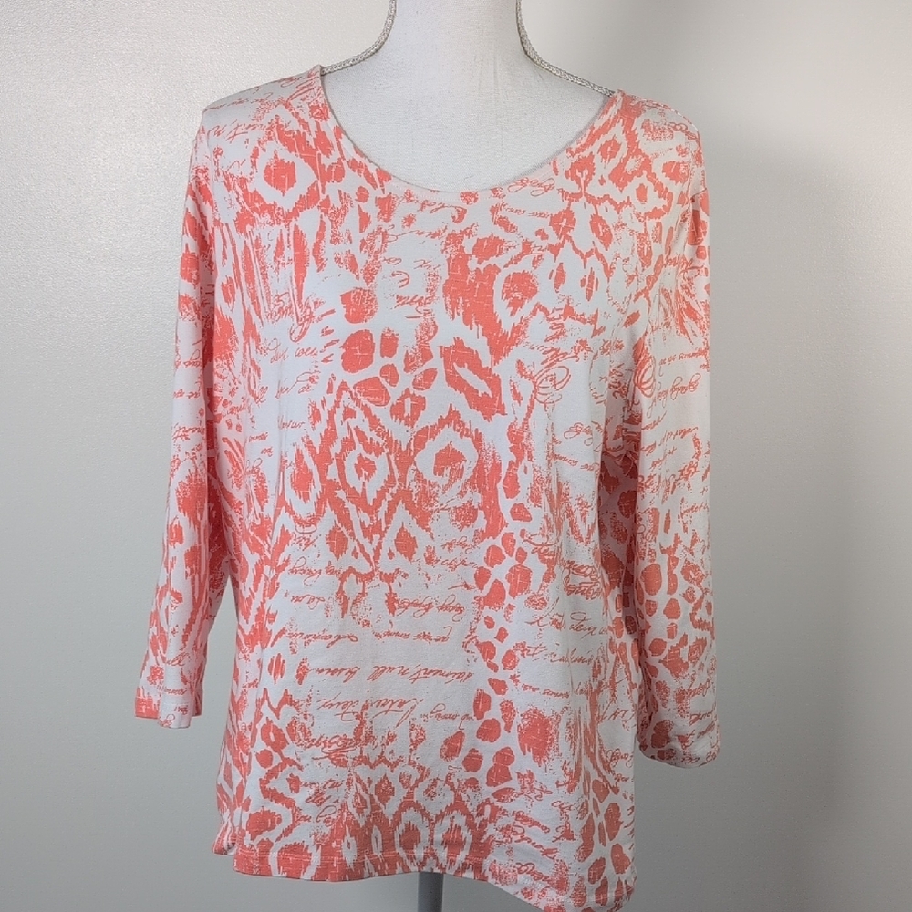 Ruby Rd. Orange 3/4 Sleeve Tee